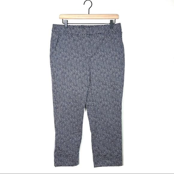 Chico’s 1 midnight blue w white polka dots straight leg casual pants size 8 B141 - Picture 1 of 5